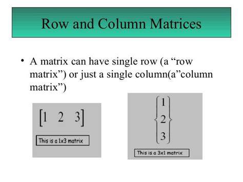 row matrix vs column matrix